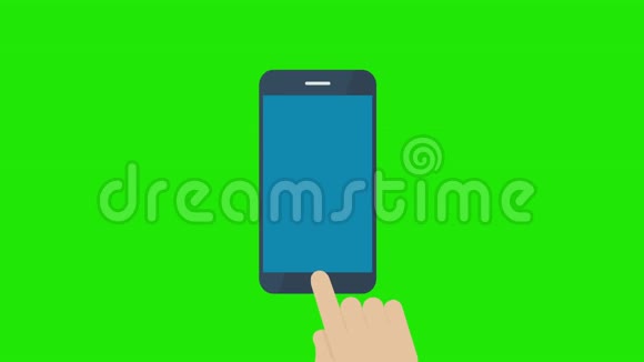 在绿色屏幕背景上使用带有虚拟屏幕图标的云计算图标技术的手动动画智能手机视频的预览图
