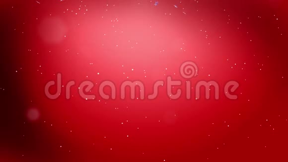 装饰3d雪花在空气中缓慢运动夜间在红色背景下飞行作为圣诞动画使用新年视频的预览图