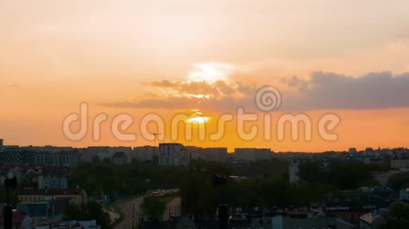 美丽的卢布林全景日落很晚视频的预览图