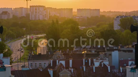 美丽的卢布林全景日落很晚视频的预览图