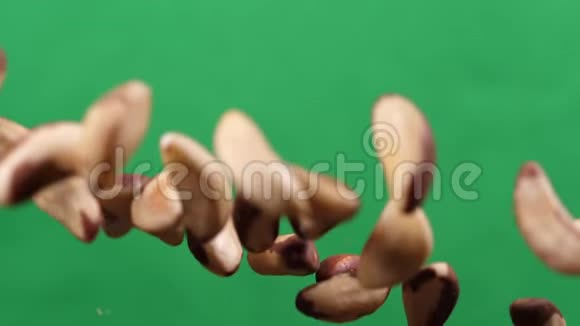 用巴西坚果烹饪健康食品巴西坚果在染色体上上下飞行视频的预览图