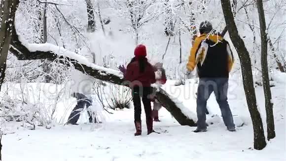打雪球的家庭视频的预览图