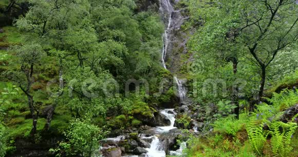 风景如画的山瀑布和苏格兰的传统自然4K页视频的预览图