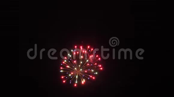 除夕焰火庆祝活动夜空中闪耀着带着波克灯的烟花焰火表演视频的预览图