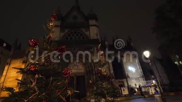 法国巴黎圣劳伦特夜圣诞树视频的预览图