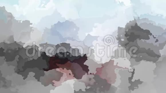 全高清无缝循环视频水彩花液体效果彩色软糊蓝灰视频的预览图