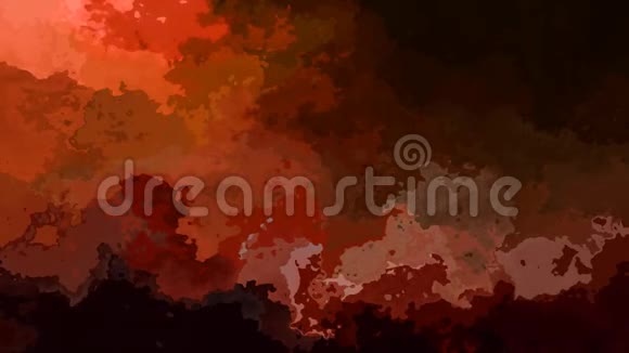 动画彩色彩色背景全高清无缝循环视频水彩斑点液体效果彩色砖红色橙色深色视频的预览图