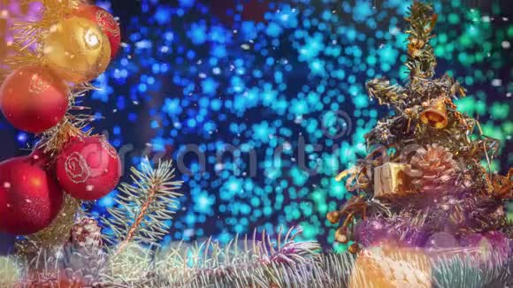 新年的视频卡打开视频圣诞快乐圣诞装饰背景视频的预览图