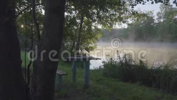雾蒙蒙的早晨和河流视频的预览图
