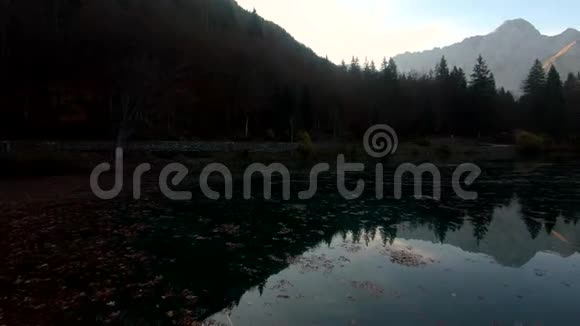 位于拉吉迪富辛湖的右盘在平静的水面上倒影着阿尔卑斯山脉视频的预览图