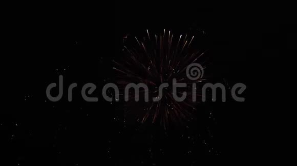 在夜空中闪耀着闪耀的烟花和波克灯焰火表演新年除夕烟火庆典视频的预览图