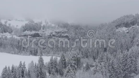 兰德瓦瑟高架桥的空中景观冬季没有火车瑞士的地标下雪无人机视频的预览图