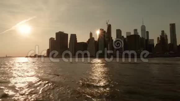 纽约曼哈顿全景日落景色视频的预览图