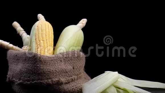 麻袋上甜黄鲜玉米视频的预览图