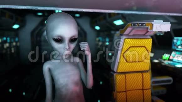 太空船上的外星人手伸出地球星球UFO未来主义概念影院4k动画视频的预览图