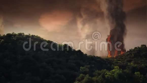 燃烧森林的空中射击视频的预览图