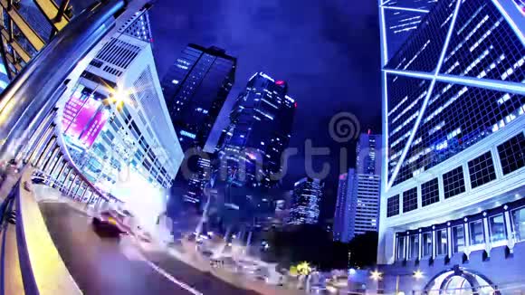 香港城市之夜时光紧紧放大射击视频的预览图