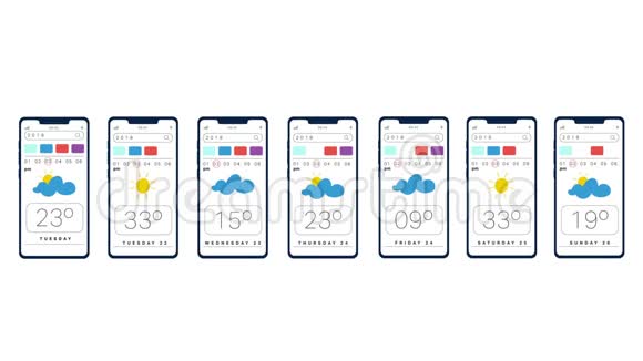 智能手机与天气应用4k录像视频的预览图
