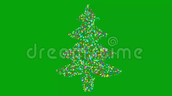 以绿屏为背景的圣诞树形状的彩星坠落视频的预览图