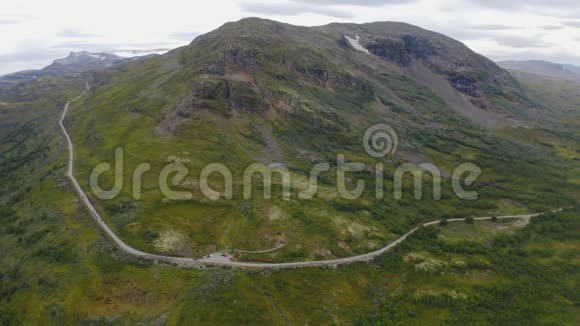 Aurlandsfjellet的空中镜头挪威国家风景路线视频的预览图