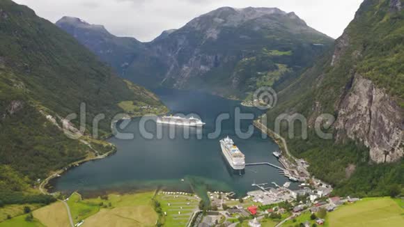 挪威盖兰格峡湾风景联合国教科文组织世界遗产空中录像视频的预览图
