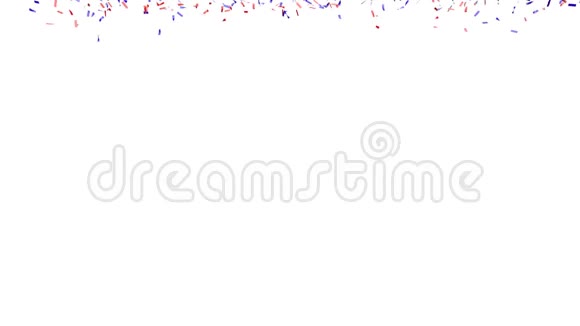 红色和蓝色的纸屑落在白色背景与阿尔法哑光视频的预览图