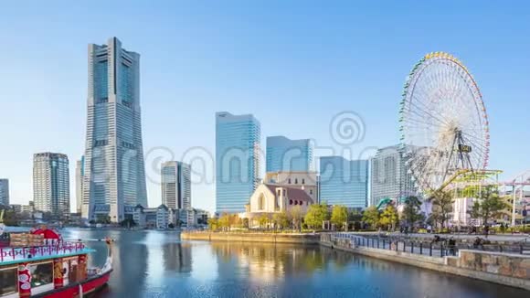 日本具有标志性建筑的横滨城市景观视频的预览图