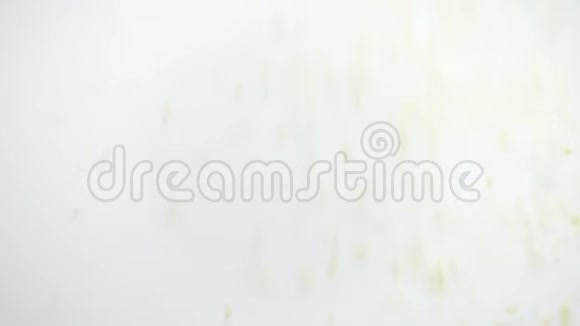 白色背景上的鹅肝酱从顶部掉落并填充框架慢动作视频的预览图