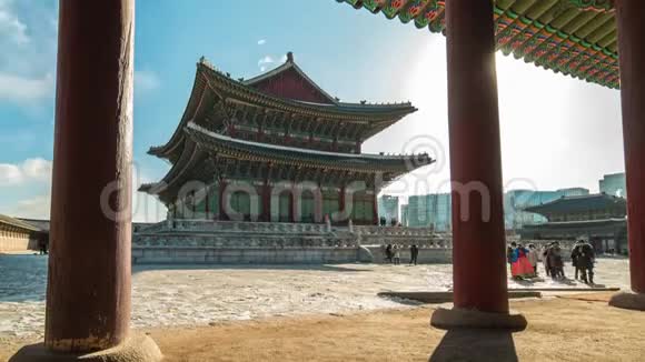 韩国首尔著名的京博宫的时间推移视频的预览图