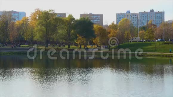 城市公园里的池塘视频的预览图