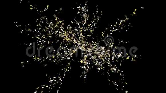 金色节日彩纸屑爆炸落在黑色和绿色的背景上视频的预览图