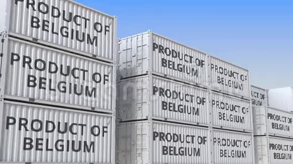 带有比利时文本产品的货物集装箱比利时进出口相关可循环3D动画视频的预览图