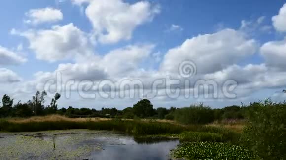 在韦特利摩尔斯塔福德郡的一个池塘和一片乱云的时间推移视频的预览图