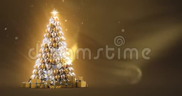 金色的圣诞树4K无缝环视频的预览图