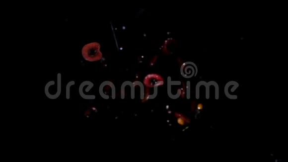 半个樱桃在黑色背景上飞起来视频的预览图