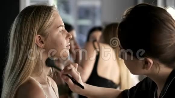 在美容院化妆过程中的艺术家和客户视频的预览图