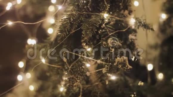 礼品店橱窗上的圣诞树装饰品视频的预览图