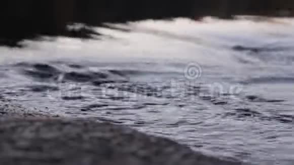 马尔科在秋天拍摄了小水流和石头秋日的落叶视频的预览图