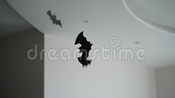 纸制蝙蝠挂在天花板下面视频的预览图