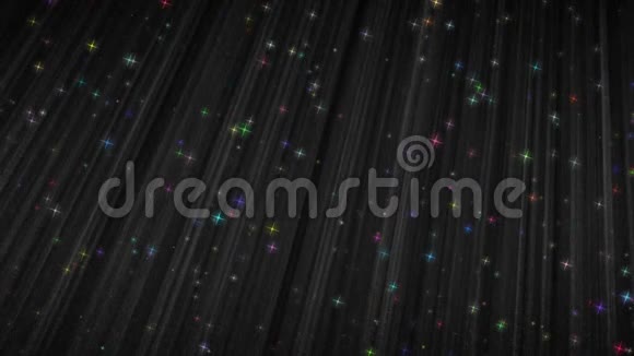 在高清1920年的黑色背景上闪烁着绚丽的五彩星星视频的预览图