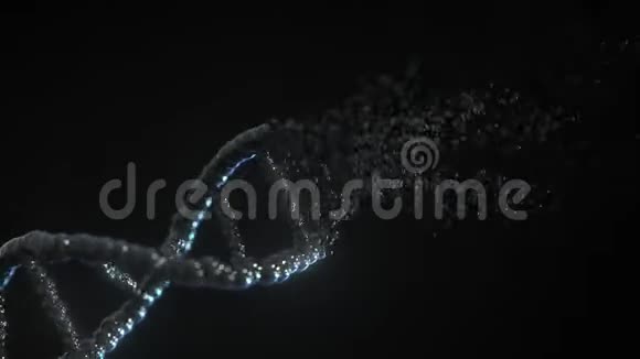 破坏黑色DNA分子循环概念三维动画视频的预览图