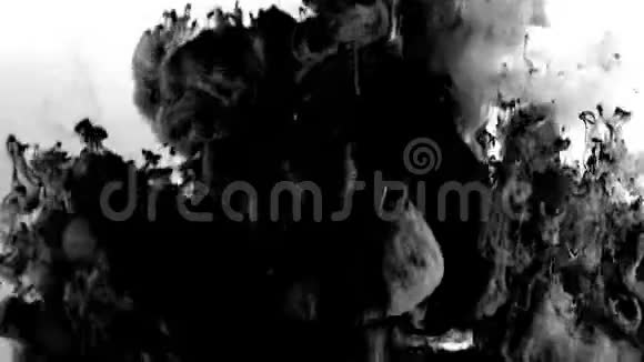 黑色可燃混合物在白色背景HD1920上爆炸和扩散视频的预览图