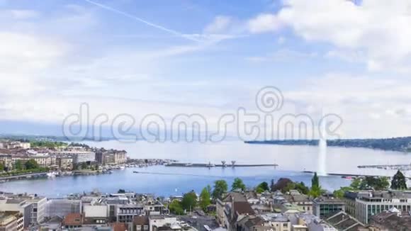 日内瓦城莱曼湖和水的全景视频的预览图