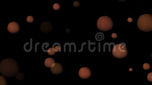 在黑色4k背景上出现三维闪烁的棕色气泡视频的预览图