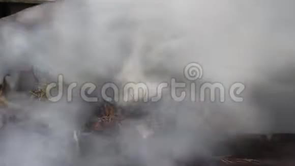 强烟有害空气刺针和老叶在燃烧视频的预览图