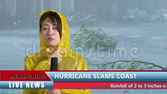 亚洲女电视气象记者报道恶劣风暴视频的预览图