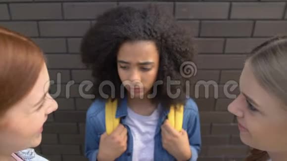 学生交流忽视不分种族的女孩沉默对待歧视视频的预览图