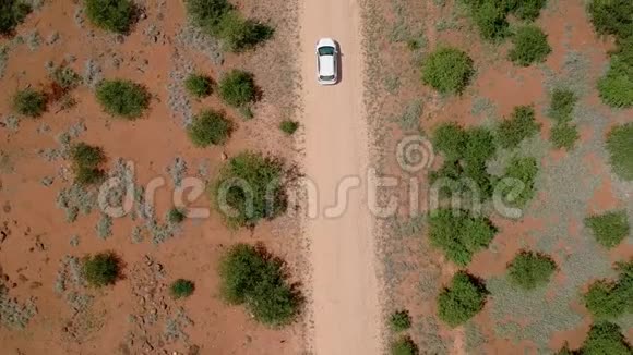 在非洲大草原公路上行驶的汽车正上方视频的预览图