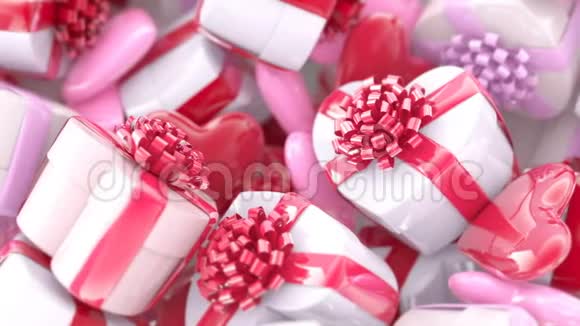 情人节背景带蝴蝶结的礼品盒视频的预览图
