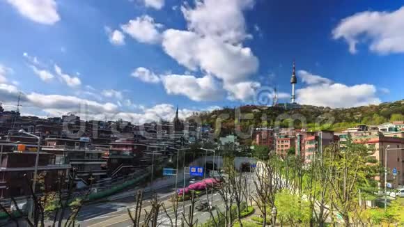 4K韩国首尔市天际线首尔塔时间间隔2015年4月20日视频的预览图